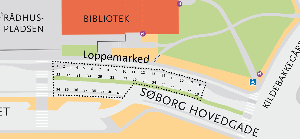 Kort over stadepladser på Søborg Hovedgade